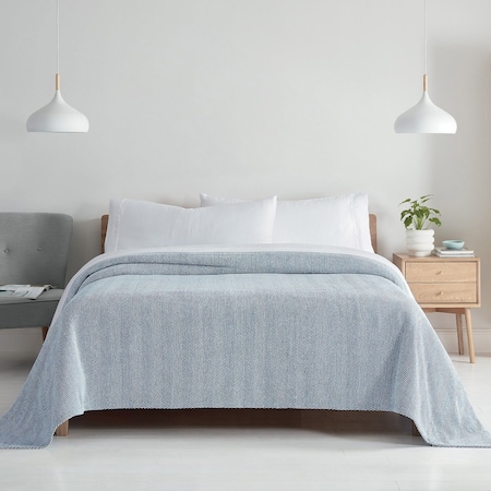 Monarch Brands Aston & Arden Chenille Blanket - Queen, Blue P-BLT-CHN-QN-BL